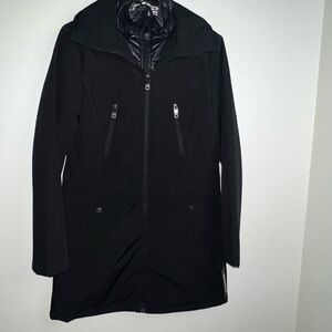 Kenneth Cole Black and Silver double layer long XS Jacket coat